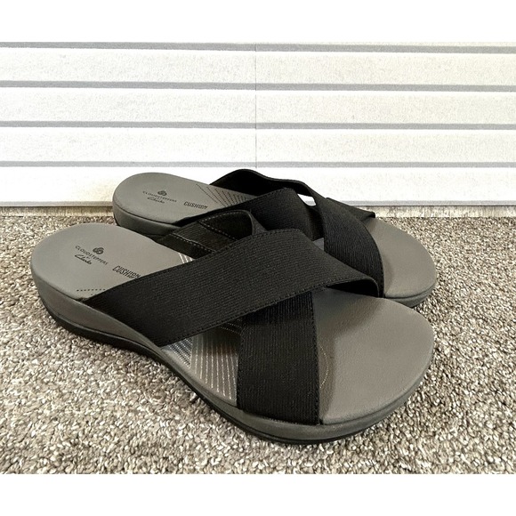 Clarks Shoes - Clarks Cloudsteppers Arla Elin Sandals Women's 9 Black Cross Straps NWOB